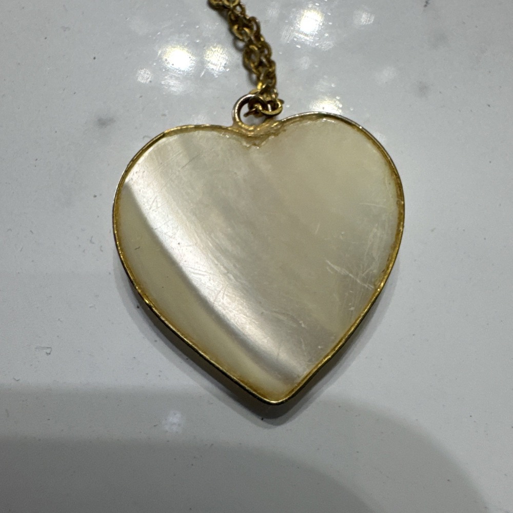 2.333 Vintage necklace, 10K gold plating, chain, mother-of-pearl pendant, coral - Picture 7 of 9